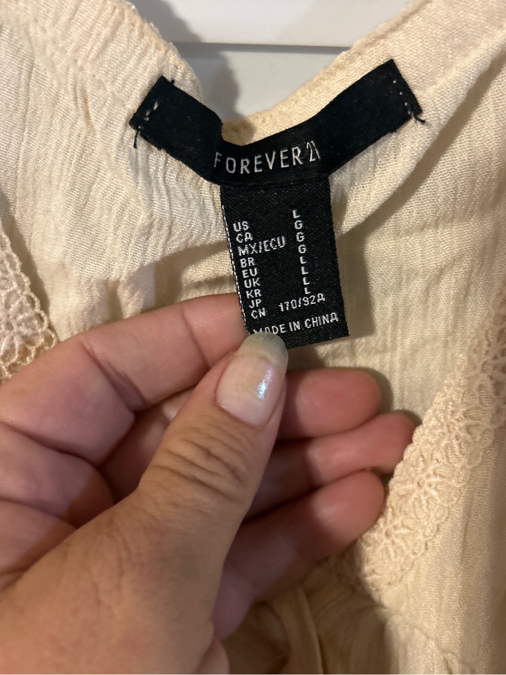 Forever 21 Cream Ruffle Button-Front Crop Top - Picture 2 of 3